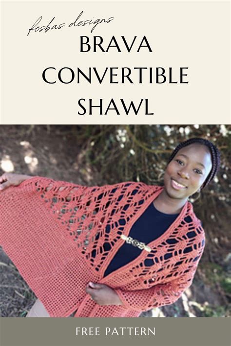 Brava convertible easy rectangular crochet shawl pattern - Fosbas Designs