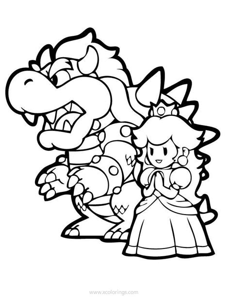 Bowser and Peach Coloring Pages - XColorings.com