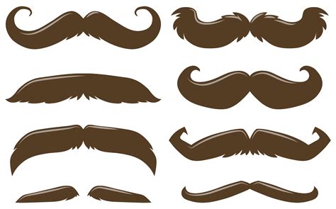 Different style of mustache in brown color 304253 Vector Art at Vecteezy