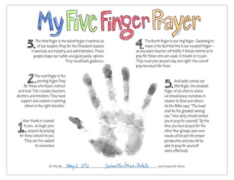 My Five Finger Prayer hand print watercolor art by marleyungaro