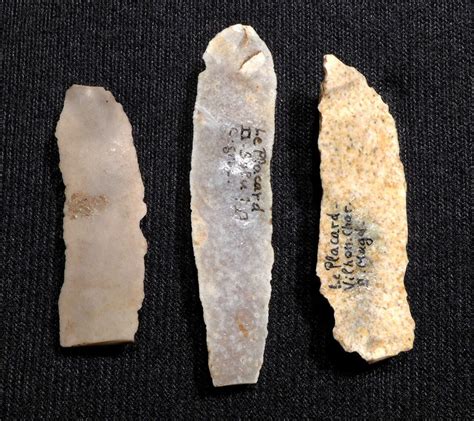 THREE RARE UPPER PALEOLITHIC MAGDALENIAN BLADE TOOLS FROM FAMOUS FRENCH CAVE ART SITE *UP021 ...