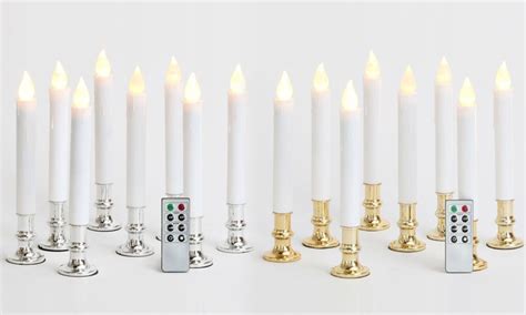 Flameless Taper Window Candle Set (8-Pack) with Holders & Remote | Groupon