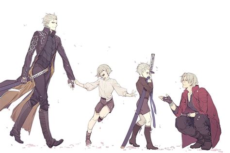 Cute fanart of little Dante & Vergil with their older self : r/DevilMayCry