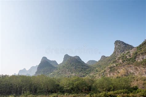 Karst Formation and Foggy Mountain Landscape between Guiling and Yangshuo Stock Image - Image of ...