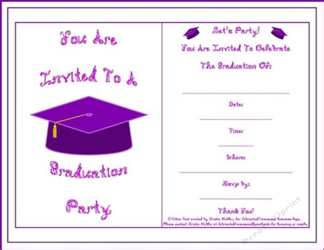 You Are Invited To A Graduation Party Invitation Purple Grad Cap Invite Purple Fabric Font ...