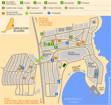 Caleta de Fuste on Fuerteventura - Topography including position plan and island map