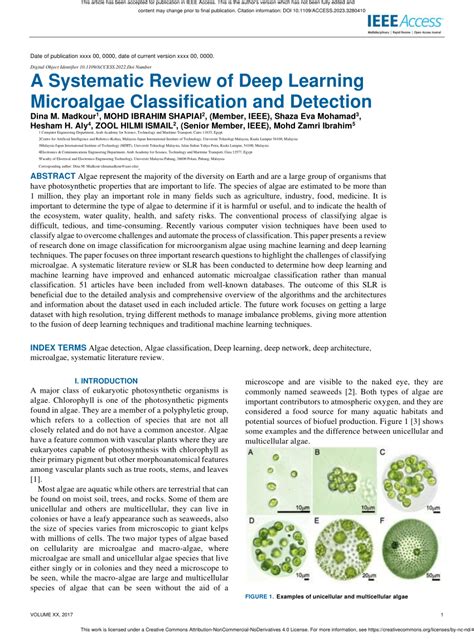 (PDF) A Systematic Review of Deep Learning Microalgae Classification and Detection