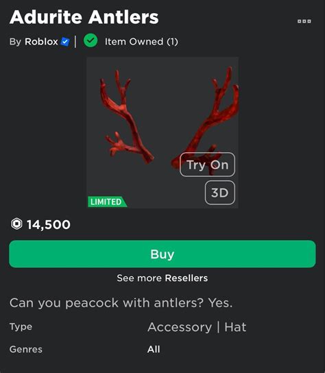 Roblox limited - Adurite Antlers on Carousell