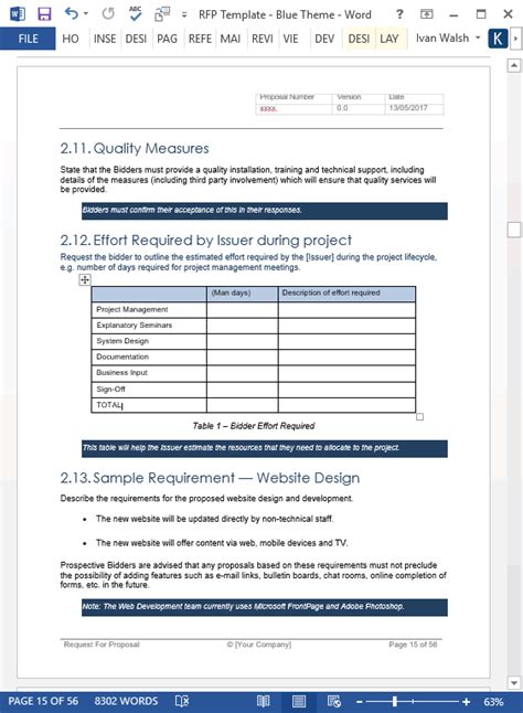 Rfp Response Template Microsoft Word For Your Needs