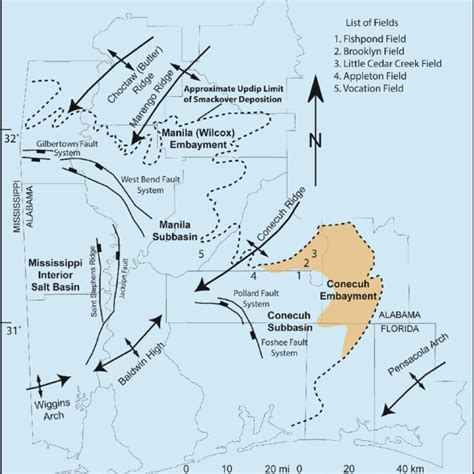 Structure map on top of the Smackover Formation, Fishpond Field. The ...