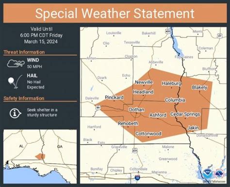 A special weather statement has been issued for Dothan AL, Blakely GA ...