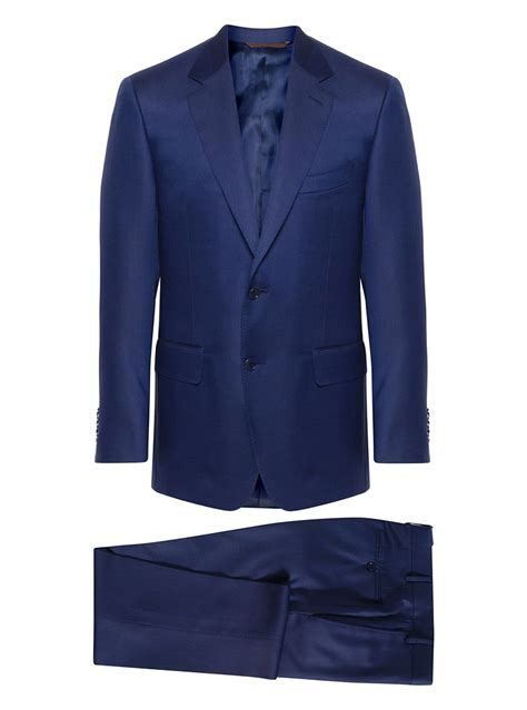 Blue Suit, Black Dress Shirt, Brown Double Monk Loafers - Suits Expert