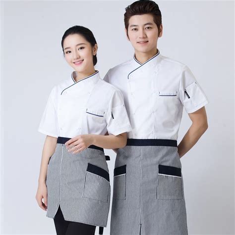 Short Sleeve Cooker Working Uniform Unisex Chef Jacket Coat Chef Uniform Comfortable Restaurant ...