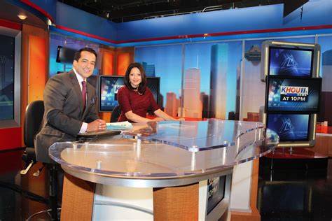KHOU 11 News Anchors Vicente Arenas and Rekha Muddaraj getting ready to anchor the weekend news ...