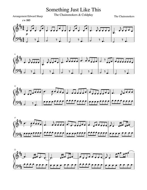 Something Just Like This Easy Version sheet music for Piano download free in PDF or MIDI