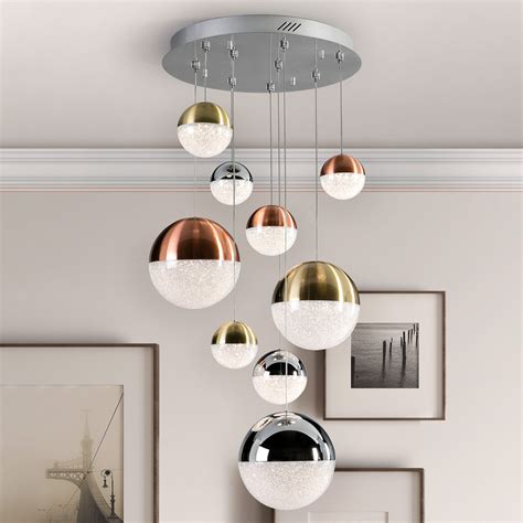 Sphere LED hanging light, multicoloured 9-bulb app | Lights.co.uk