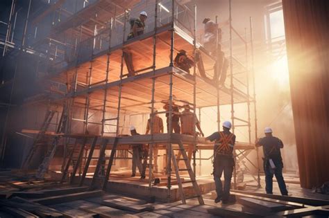 Premium AI Image | Team of construction workers building a structure ...