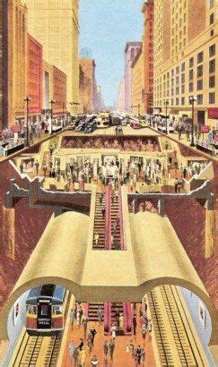 Cross section of the State Street subway, 1949, Chicago | Subway art print, Chicago poster ...