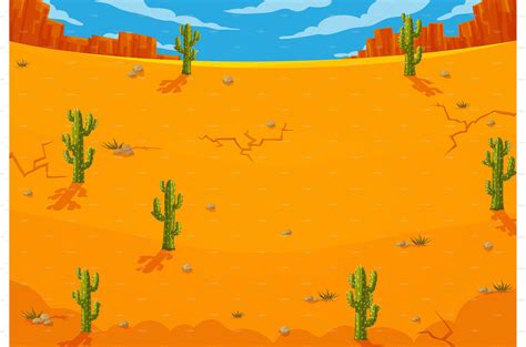 Cartoon mexican desert landscape | Illustrations ~ Creative Market