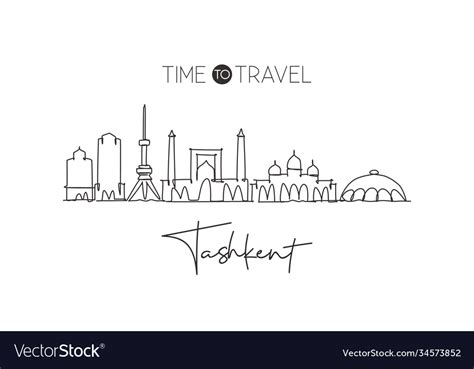 One single line drawing tashkent city skyline Vector Image