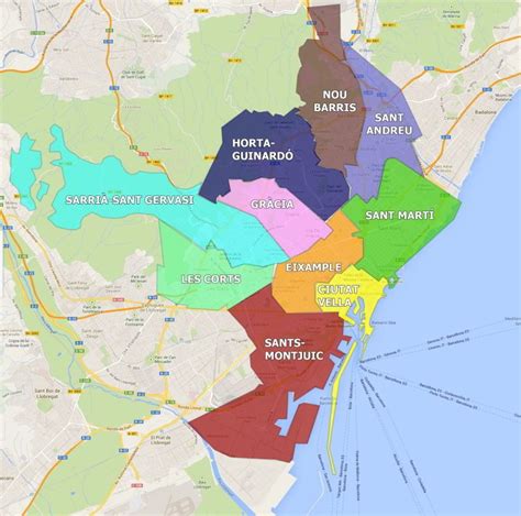 Mapa De Barrios De Barcelona