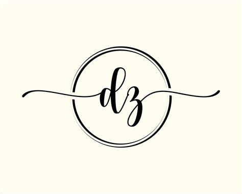 initial handwriting DZ Circle logo Illustration. DZ Letter Logo Design with Black Circle ...