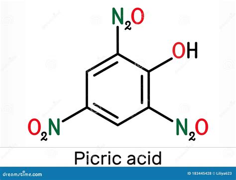 Picric Acid 2,4,6-trinitrophenol, TNP, C6H3N3O7 Molecule. It Has A Role As An Explosive, An ...