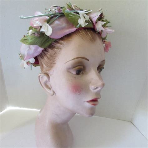 Junia Hats Carson Pirie Scott | Accessories | Vintage Hat In Shades Of Pink Flowers Junia Hats ...