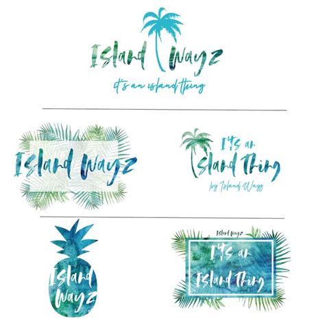 Tropical Branding Kit Logo Design Inspiration Idea Turquoise blue green palmtrees ocean Brand ...