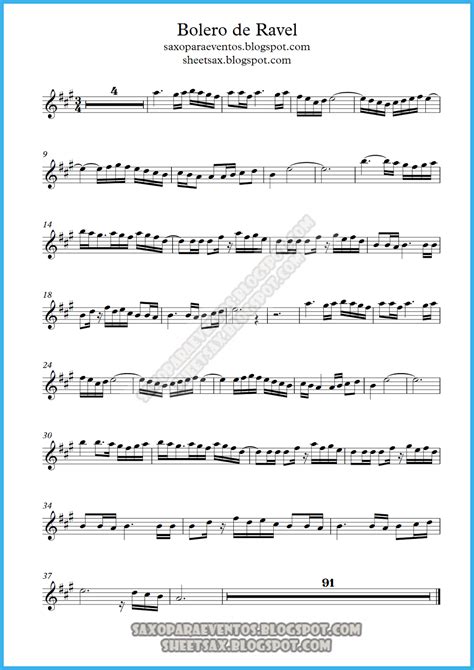 Music score of Boléro by Ravel - Free sheet music for sax