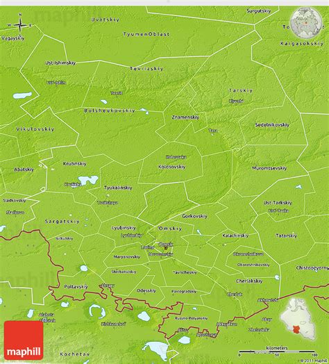 Physical 3D Map of Omsk Oblast