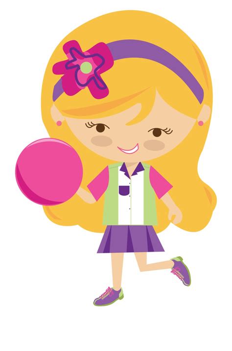 Little Girl Clipart Bowling Pencil And In Color - Clip Art Library
