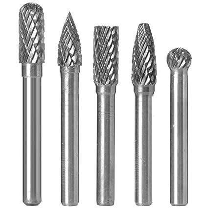 5pcs 1/4" Shank Diamond Burr Bits Set for Rotary Tool, 6x8mm Tungsten ...