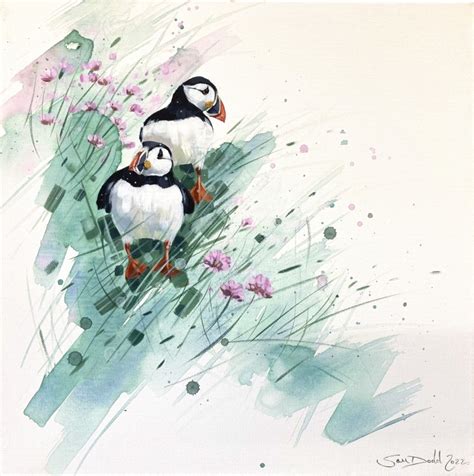 Puffin Pair 1 | Puffins | Sam Dodd Acrylic Paintings