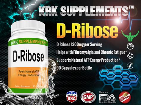 D-Ribose 1200mg per serving 90 Capsules KRK Supplements - krksupplement.com