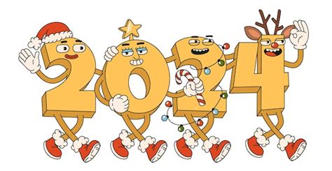 Premium Vector | Happy New Year 2024 Numbers 2024 with Santa Claus hat ...