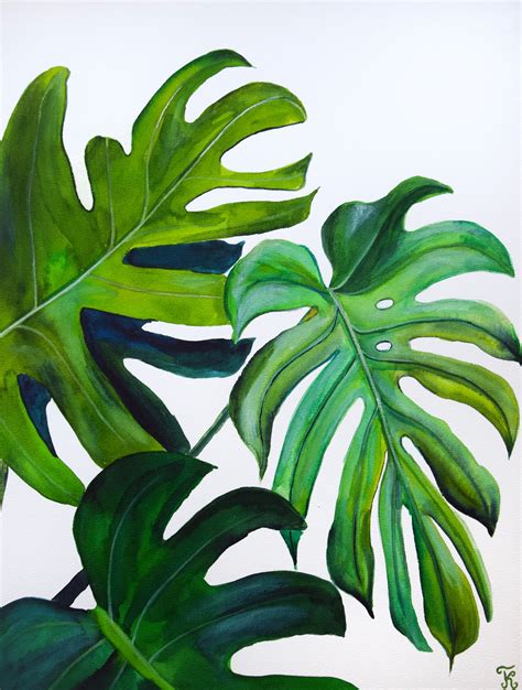 Monstera Leaves Watercolor Painting PRINT Botanical Abstract - Etsy | Plant painting, Painting ...