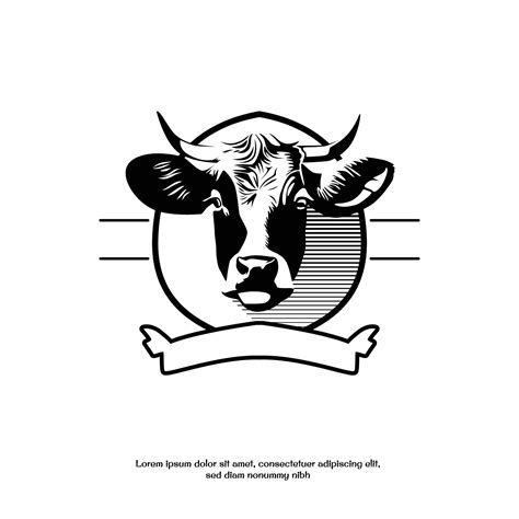 cow logo illustration black and white vector design 22959819 Vector Art ...