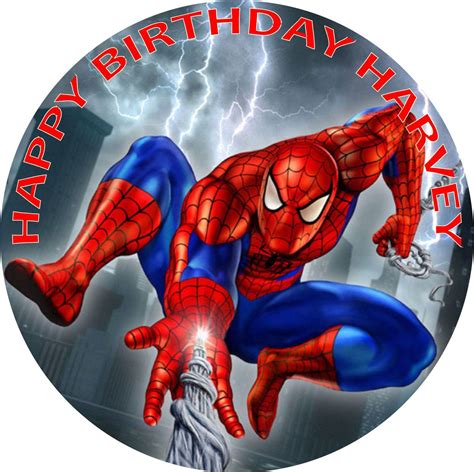 SPIDERMAN EDIBLE ROUND BIRTHDAY CAKE TOPPER