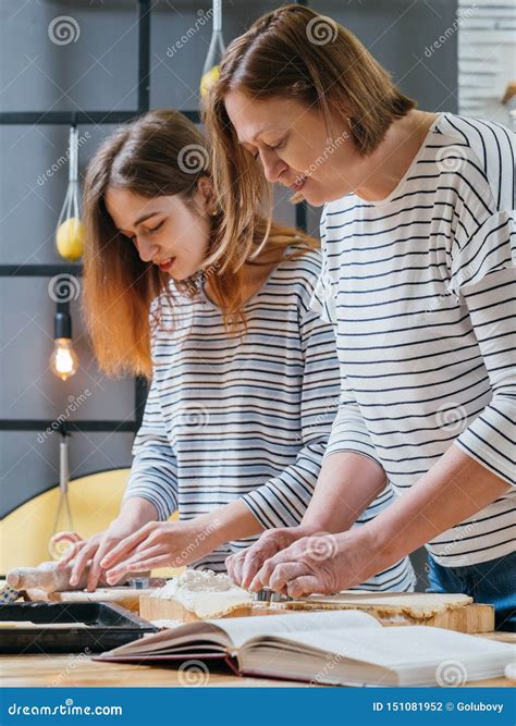 Family Cooking Hobby Biscuits Cookery Book Recipe Stock Photo - Image ...