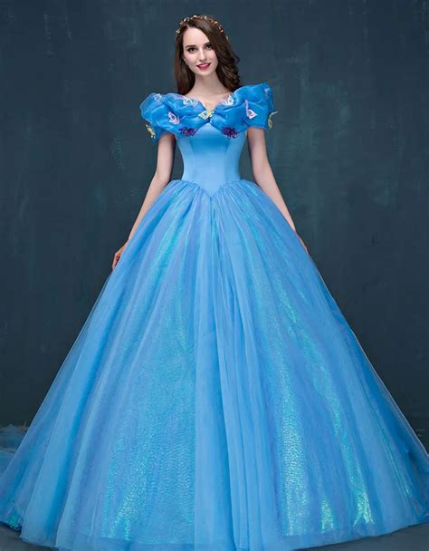 Hot Sale 2015 New Movie Deluxe Blue Cinderella Gown Cosplay Costume ...