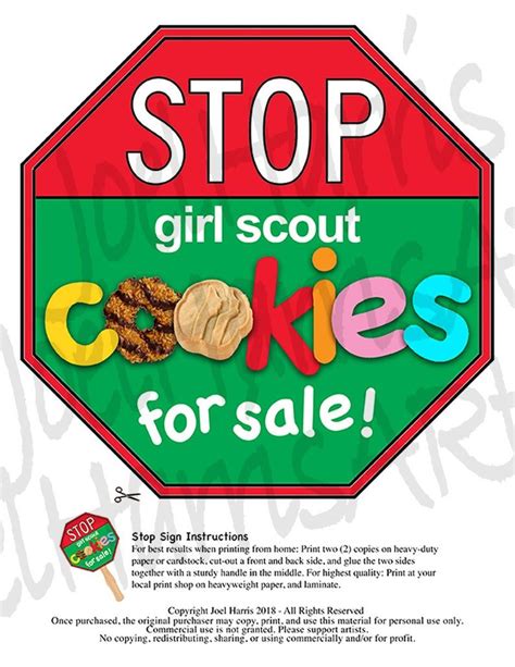 Girl Scout Cookies STOP Sign Cookie Booth Printable JUMBO RED 20x30 and 8.5x11 Girl Scouts ...