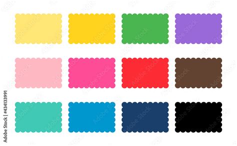 Scalloped rectangle shape multicolored. Clipart image isolated on white ...