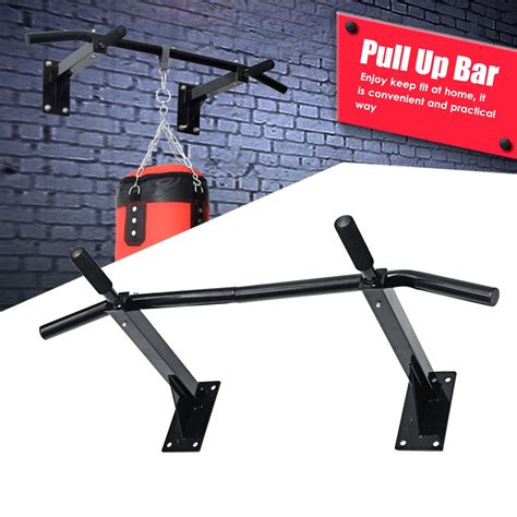 WEDLIES Wall Mounted Pull Up Bar Chinup Bar with 4 Grip Positions Multi Function Home Gym ...