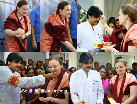 Pawan Kalyan's Wife Anna Lezhneva in Silk Saree