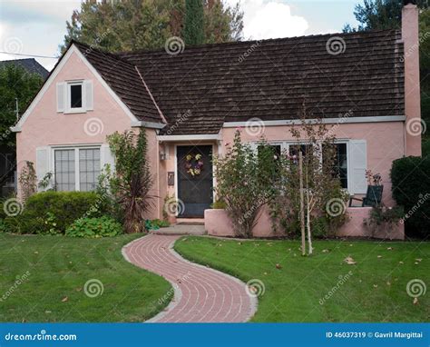 Pink house and brick trail stock image. Image of house - 46037319