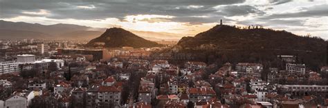 Plovdiv Hills - Landmark and Symbol of City. Panoramic View Sunset Over ...