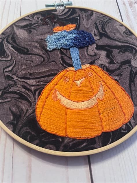 Pumpkin From Coraline Garden Scene Finished Embroidery Hoop - Etsy