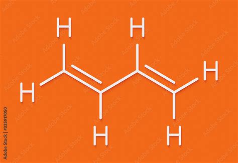 Butadiene (1,3-butadiene) synthetic rubber building block molecule ...