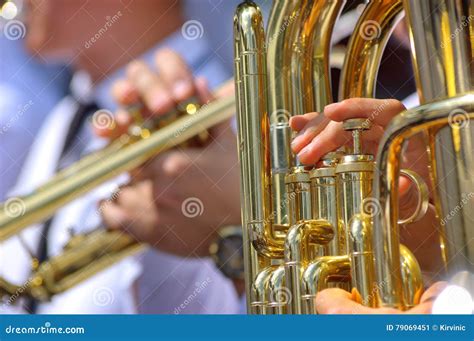 Tuba and Trumpet in Brass Band Stock Image - Image of concert, skill ...